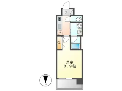 ステージグランデ山王(1K/3階)の間取り写真