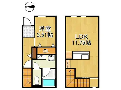 グラン若園(1LDK/1階)の間取り写真