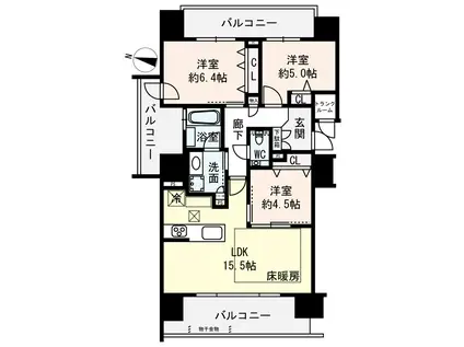 プレミスト札幌ステーション URBAN SEED(3LDK/8階)の間取り写真