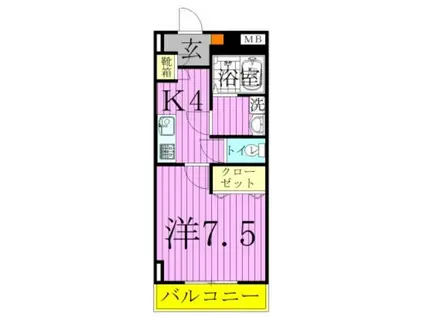 ポワール・K(1K/3階)の間取り写真