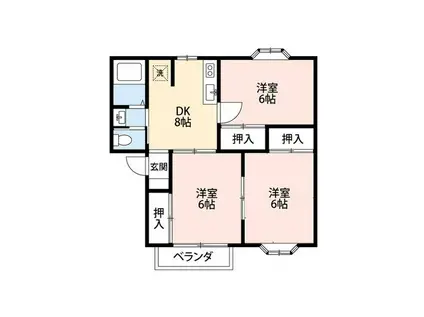 サンフラットII(3DK/1階)の間取り写真