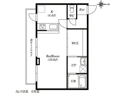 カレラ伏見(1LDK/4階)の間取り写真