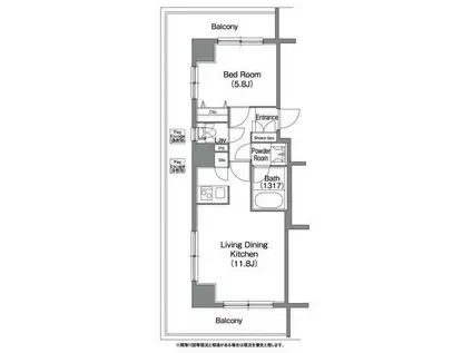 コンフォリア白金高輪(1LDK/7階)の間取り写真