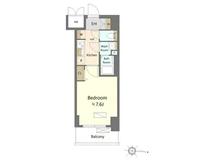 SHOKEN RESIDENCE名古屋(1K/15階)の間取り写真