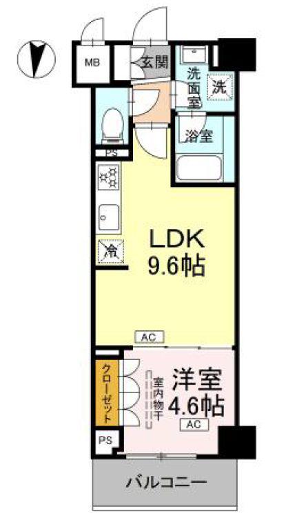 ロイジェント潮見(1LDK/1階)の間取り写真
