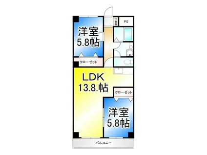 中御所グランバレーA(2LDK/3階)の間取り写真