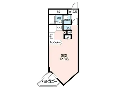 レジデンスセシモ(1K/4階)の間取り写真