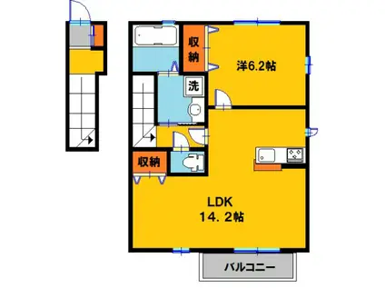 ヴィクトワールII A(1LDK/2階)の間取り写真