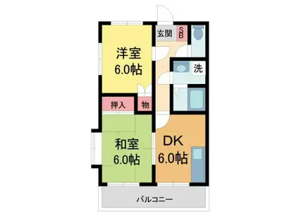 サンハイツ高司2(2DK/2階)の間取り写真