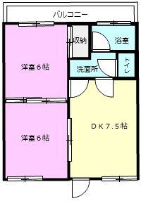 平田ハイツ(2DK/2階)の間取り写真