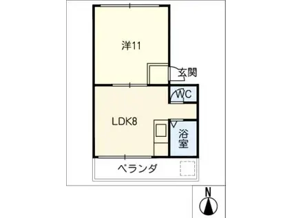 藤里ハイツ A(1LDK/2階)の間取り写真