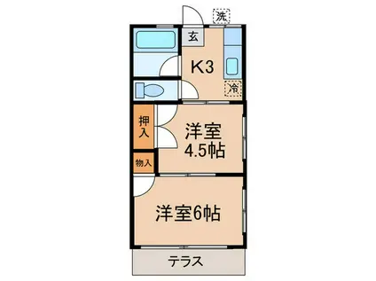 シティハイムたちばな(2K/1階)の間取り写真