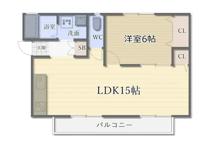 ボナールニシオ(1LDK/1階)の間取り写真