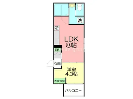 ILUSIONかしわ台(1LDK/1階)の間取り写真
