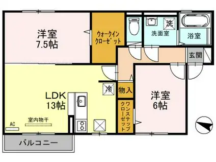 グレイスソシアキトロ(2LDK/1階)の間取り写真