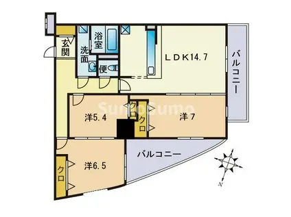 S-FORT警固タワー(3LDK/4階)の間取り写真