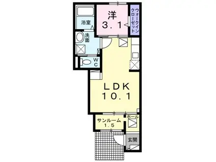 カンパーニャ III(1LDK/1階)の間取り写真