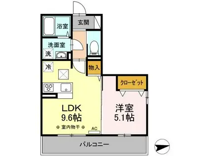 MスカイVI(1LDK/1階)の間取り写真