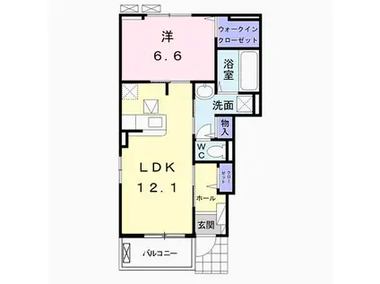 ラヒットグロウスB(1LDK/1階)の間取り写真