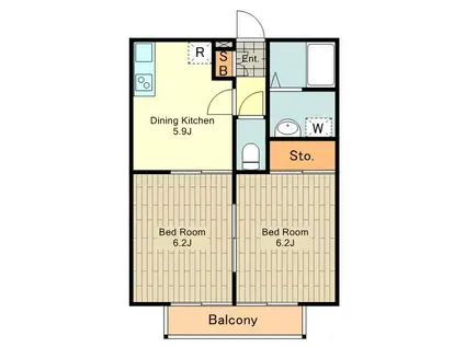 アステリアB(2DK/1階)の間取り写真