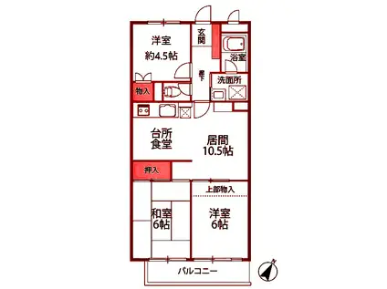 グリーンヒルズ上永谷第一(3LDK/3階)の間取り写真