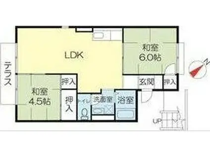 パセオ豊里(2LDK/1階)の間取り写真