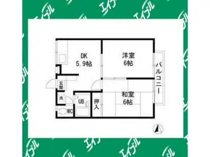 エステートピア作の山(2DK/2階)の間取り写真