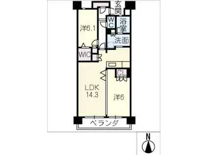 ライオンズ名古屋ステーションアクシス(2LDK/13階)の間取り写真