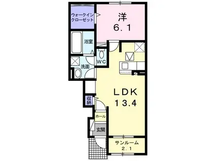 カリーノ T・K(1LDK/1階)の間取り写真
