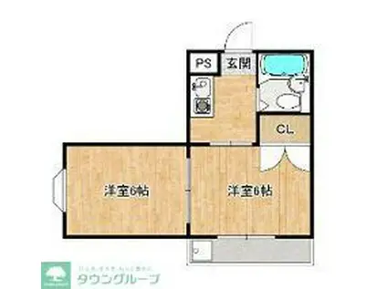 ランドフォレスト航空公園(2K/1階)の間取り写真