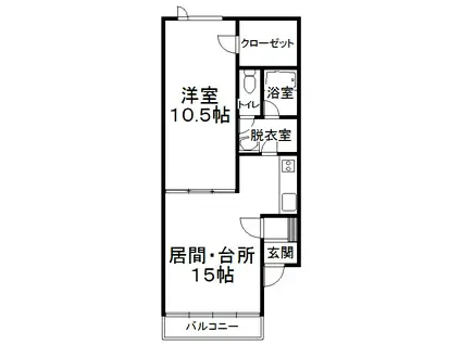 ハイツパークサイドI(1LDK/1階)の間取り写真