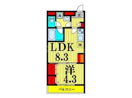 リブリ・ISHIDAIII(1LDK/3階)の間取り写真