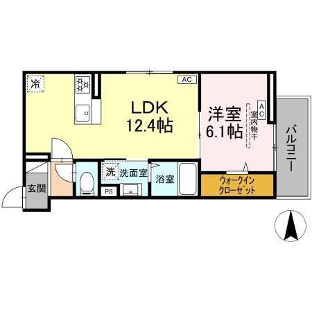 セレスティア南花畑IV(1LDK/3階)の間取り写真