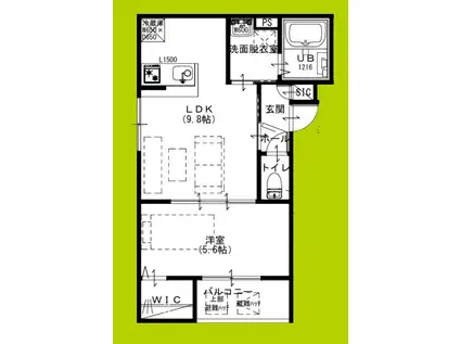 RAFFINE貝塚(1LDK/3階)の間取り写真