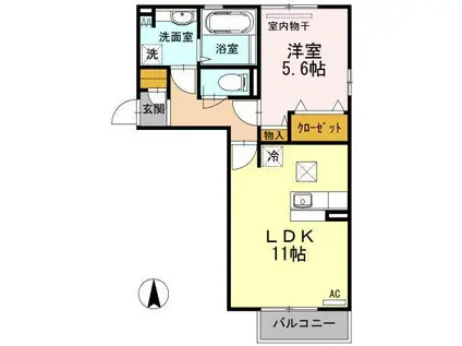リヤンAJII(1LDK/2階)の間取り写真