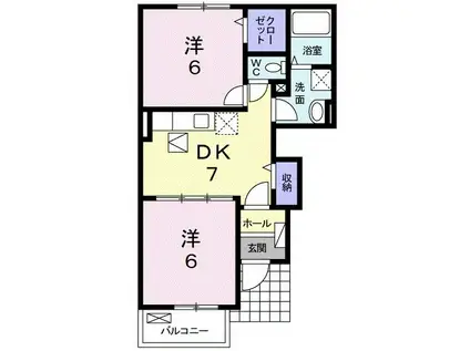 アニューJ II(2DK/1階)の間取り写真