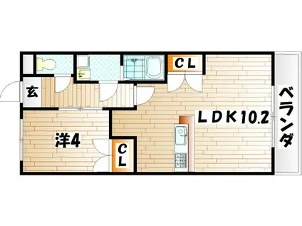 シャーレ大喜(1LDK/2階)の間取り写真