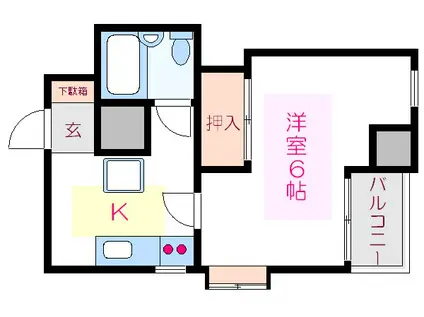 片岡ビル(1K/2階)の間取り写真