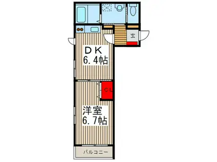クール クレール(1DK/1階)の間取り写真