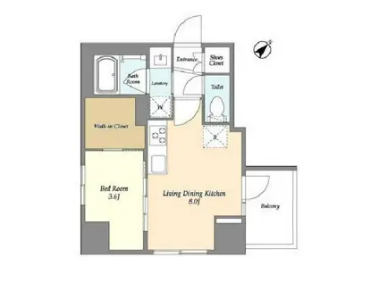 STANDZ勝どき(1LDK/5階)の間取り写真