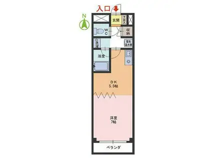 司マンション(1DK/2階)の間取り写真