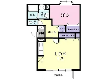 エスプワール花尻B(1LDK/2階)の間取り写真