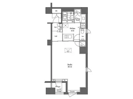 グラディート汐留ロッソ(1K/6階)の間取り写真