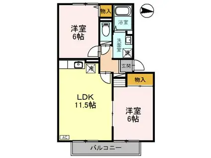 ミレニアム・D(2LDK/2階)の間取り写真