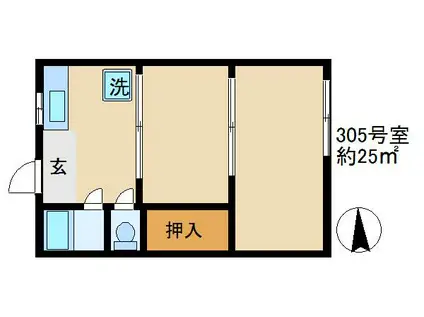 清光ハイツ(1K/3階)の間取り写真