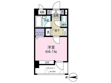 ライオンズマンション大手門第2(1K/12階)の間取り写真