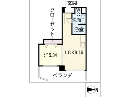 クオリア茜部(1DK/7階)の間取り写真