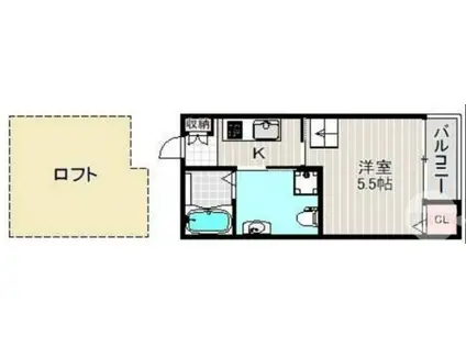 グリーンフィールド堺(1K/2階)の間取り写真