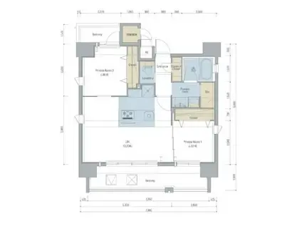 ネストピア渡辺通(2LDK/5階)の間取り写真