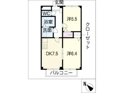 リバーフィールドSUMI A棟(2DK/2階)の間取り写真